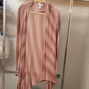 Attitudes by Renee Sheer Rose Pink Open-Front Draped Cardigan